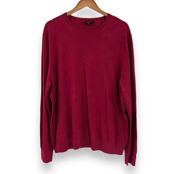 NWT Vince Mens XL 100% Extra Fine Merino Wool Crew Neck Sweater Burgundy Red - Picture 1 of 7
